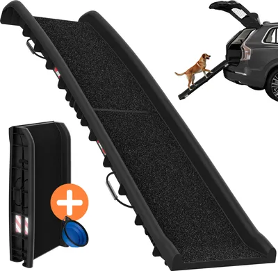 Image de CADOCA® Rampe pliable pour chiens avec Réflecteurs Escalier pour Chien Capacité de charge 90kg robuste Rampe de coffre Voiture