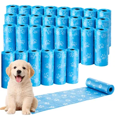 Produktbild von Ale-commerce Hundekotbeutel 30 Rollen Blau 450 Beutel Reißfest Antigeruch Hundebeutel mit Pfotenmuster Passend Für Kotbeutelspender Kotbeutel