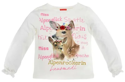 Produktbild von BONDI Mädchen Langarm Shirt "Miss Alpenglück" Bambi 26070 - Weiß Größe: 128