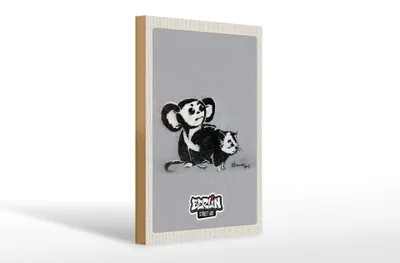 Produktbild von Holzschild Reise 20x30cm Berlin Hauptstadt Street Art Affen