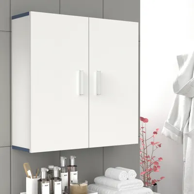 Produktbild von VCM Holz Wandschrank | Badschrank | Maße: H. 60 x B. 60 x T. 18 cm | 2 Türen | 2 Fächer –Landos