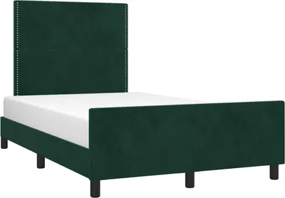Produktbild von vidaXL Bettgestell ohne Matratze Dunkelgrün 120x190 cm Samt