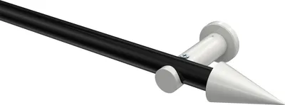 Produktbild von Interdeco Gardinenstange / Vorhangstange Schwarz / Weiß, Typ Platon Savio (Kegel) ohne Ringe, 20 mm Ø 1-läufig, 100 cm