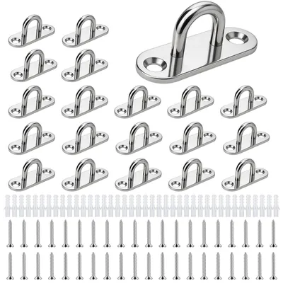 Produktbild von 20 Stück Ösenplatten aus Edelstahl - Robuste Deckenhaken mit Schrauben