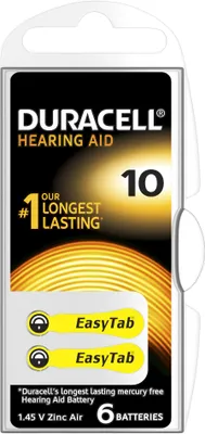 Produktbild von Duracell HA10 Hörgerätebatterien, 6 Stück