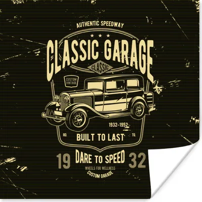 Produktbild von MuchoWow® Poster Mancave - Auto - Garage - Vintage 100x100 cm - Babyzimmer