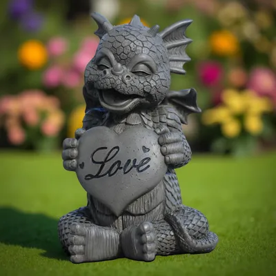 Produktbild von Gartenfigur Gartendrache - Modell Love - Fantasy Figur Deko Drache süß