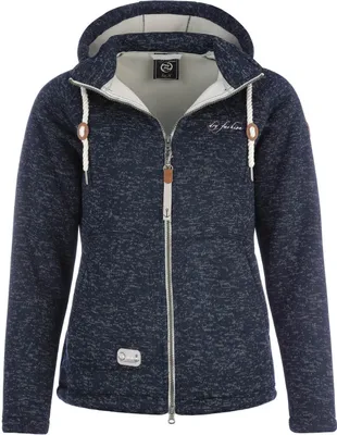 Produktbild von Dry Fashion Damen Fleece-Jacke Föhr - Fleecejacke Strickjacke Sweatshirtjacke Damen Outdoor Jacke mit Kapuze und Reißverschluss in Navy-Melange Größe 36
