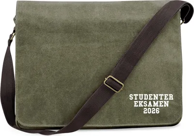 Produktbild von Huuraa Umhängetasche Studentereksamen 2026 Abschluss Dänemark 14 Liter Military Green Canvas Laptoptasche Geschenkidee