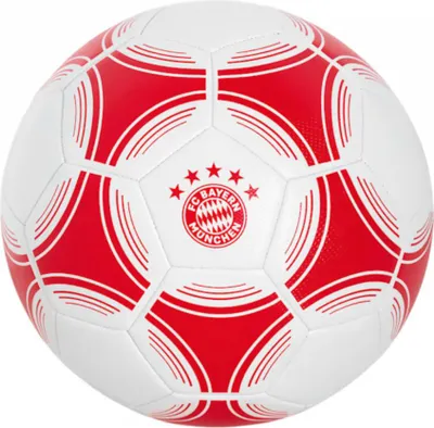 Produktbild von Performance-Fußball Größe 5, rot/weiß, mit FC-Bayern-München-Logo, aus 90 % TPE und 10 % TPU