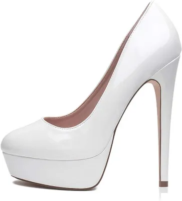Productafbeelding van Damespumps met plateauzool en stiletto hak van 14 cm, wit, maat 39 EU