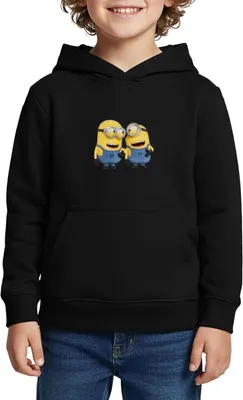 Produktbild von Spreadshirt Minions Despicable Me Phil Und Stuart Kinder Premium Hoodie, 146/152 (10 Jahre), Schwarz