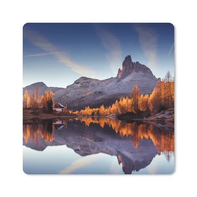 Produktbild von MuchoWow® Mauspad Mousepad Berge - Bäume - Herbst - See - Natur 20x20 cm - Mousepads - Maus Mat - Pad - Mausunterlage - Desk Mat - Bureauartikeln