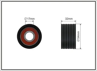 Produktbild von CAFFARO 25-99 Umlenkrolle Zahnriemen Ø54mm für RENAULT Clio III Schrägheck (BR0/1, CR0/1) CLIO II (BB0/1/2, CB0/1/2) MEGANE III Grandtour (KZ0/1)