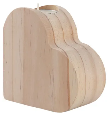 Produktbild von Herzförmiger Kerzenhalter aus Holz im Landhausstil, rustikaler Kerzenständer in Herzform, Tischdekoration für Zuhause, Büro oder Schreibtisch