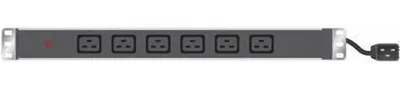 Zdjęcie produktu dla LOGON TUPS042, Podstawowy, 1U, Aluminium, Czarny, 6 x gniazdo sieciowe, C19 panel
