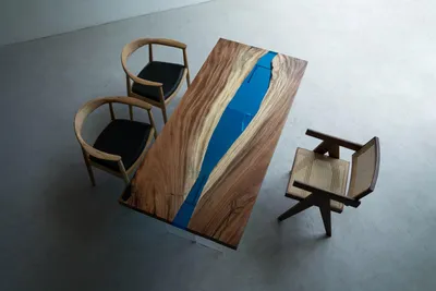 Produktbild von Esstisch River Table Massiv Tische 185x85cm Flusstisch Epoxidharz Meer Waterfall