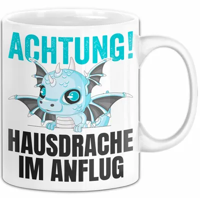 Produktbild von Hausdrache Im Anflug Tasse Geschenk Becher (Weiß)