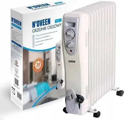 Zdjęcie produktu dla Noveen OH11, Podgrzewacz elektryczny pomieszczeń na olej, Olej, Wewnętrzna, Podłoga, Biały, Obrotowy