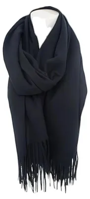 Immagine prodotto di Damenschal Soft Cashmera: sciarpa in stile "frange", dimensioni 180 x 70 cm. Sciarpa invernale da donna. Sciarpa per l'autunno/inverno. Colore: nero
