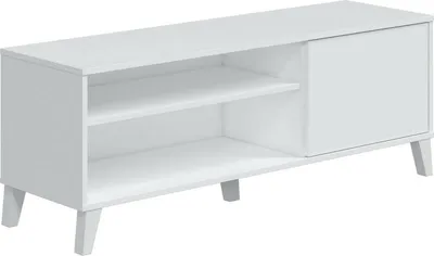 Image de Viring - Meuble TV, 135x40x50h cm Blanc, une étagère
