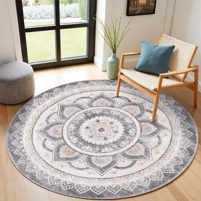 Obrázek produktu pro Kulatý koberec, 120 cm, měkký a protiskluzový, vhodný do obývacího pokoje