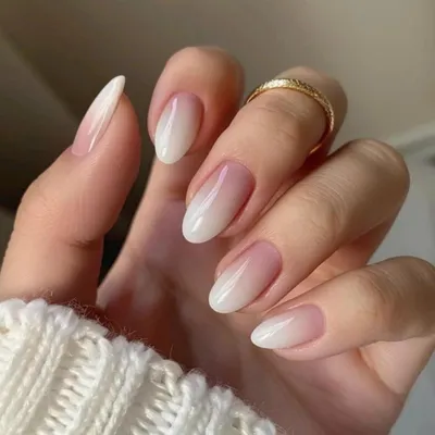 Image de Ongles artificiels à coller, dégradé rose-blanc, forme amande, 24 pièces