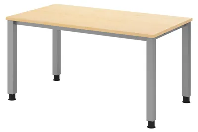 Produktbild von bümö Schreibtisch Serie-Q - Nachbildung Ahorn, Gestell: Silber, Größe:  140 x 80 cm