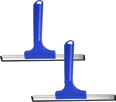 Produktbild von Novaliv 2er Set Fensterabzieher 35 cm Aluleiste mit Gummilippe für streifenfreies Abziehen Blau Fensterreiniger Fensterlippe Fensterreinigung Abzieher Fenster Fensterputzer Fensterwischer Duschabzieher