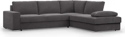 Produktbild von VELANO - Ecksofa mit Schlaffunktion, Bettkastem, Komfort und Still, dunkelgrau