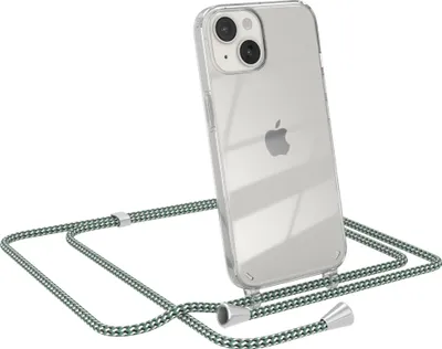 Produktbild von EAZY CASE Handykette kompatibel mit Apple iPhone 14, Handyhülle mit Umhängeband, Handykordel, Schutzhülle Clear, Band in Grün