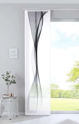 Produktbild von Schiebevorhang Bedruckt Flächenvorhang »Izmir« HxB 245x60 cm Welle Schwarz Microsatin Blickdicht Lichtdurchlässig mit Paneelwagen, 2022400B