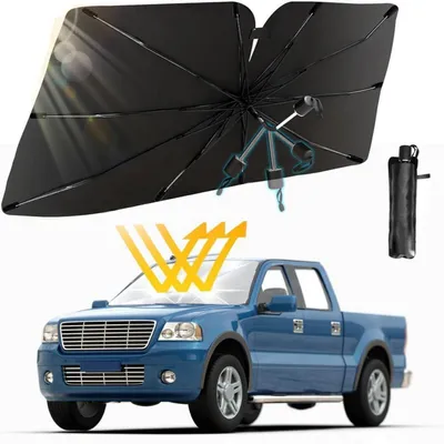 Immagine prodotto di Parasole per auto, parabrezza, 130x75 cm, pieghevole, rotazione a 360°, colore nero