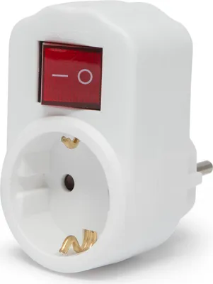 Produktbild von Wandsteckdose mit Schalter und Erdung – Schaltbarer Wandsteckdosenadapter – Kindersicher und kompakt – Weiße Steckdose für Küche und Haushaltsgeräte – 3500 W, 16 A, 250 V [05688]