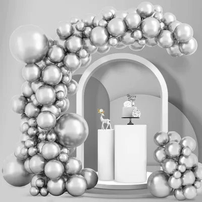 Image de Ballons métallisés argentés, lot de 100, pour guirlande de ballons, idéal pour la décoration de fêtes