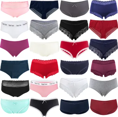 Produktbild von Fabio Farini - 10 Stück Frauen Unterwäsche - Mehrpack Damen Unterhosen im sportlichen Look mit Spitze oder Schlicht, zufällige Farben