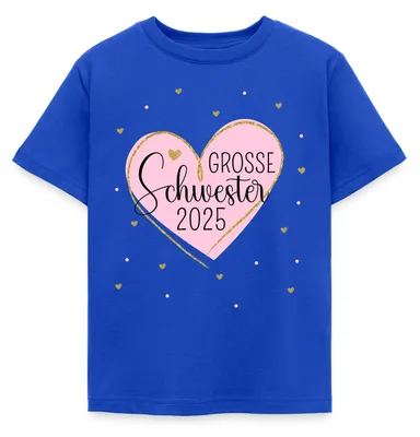 Produktbild von Spreadshirt Große Schwester 2025 Herz Geschwister Kinder T-Shirt, 122/128 (7-8 Jahre), Royalblau