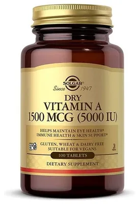 Produktbild von Vitamin A 1500 mcg (5000 IU) 100 Tabletten Solgar