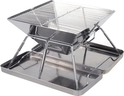 Produktbild von Edelstahl-Grillrost, zusammenklappbarer Holzkohlegrill fuer Outdoor-Camping, Rucksackreisen, Wandern