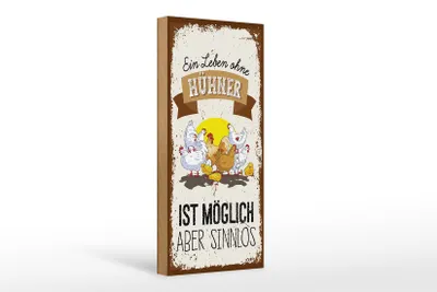 Produktbild von Holzschild Leben ohne Hühner sinnlos,10x27 cm, Holzschilder Spruch Hühner Tier Love