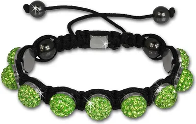 Image de Shamballa bracelet original Sterlinx avec 9 boules vertes scintillantes SHS90L