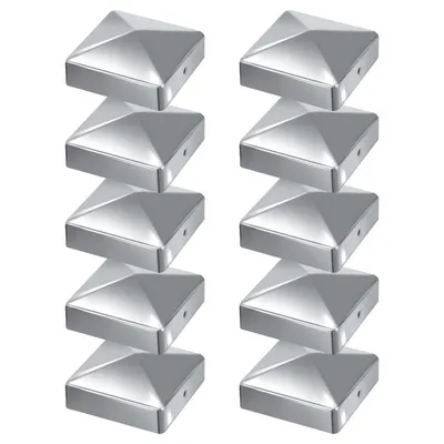 Image de Jopassy 10x capuchon de poteau pyramide capuchon de clôture robuste argent 91mm