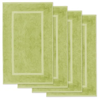 Produktbild von Lavea® 4er Set Badematte 50x80 cm, Badvorleger rutschfest, 100% Baumwolle Frottier, 800 g/m_ saugstark, waschbar 60°C, Serie Elena, Lindgrün