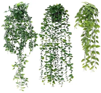 Produktbild von Unyqoos Set mit 3 dekorativen Kunstpflanzen in Töpfen für Innen- und Außendekoration