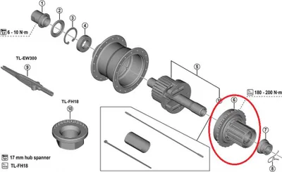 Image de Corps de roue libre SHIMANO FH-U6060 Corps de roue libre - Pièce de rechange pour Shimano arrière...
