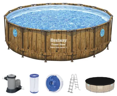 Image de Ensemble de piscine Power Steel™ Swim Vista Series™ II, cadre en acier, dimensions 4,88 m x 1,22 m, aspect bois