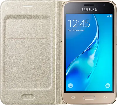 Produktbild von Samsung EF-WJ120, Geldbörsenhülle, Samsung, Galaxy J1 (2016), 11,4 cm (4.5"), Gold