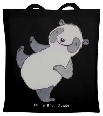 Produktbild von Mr. & Mrs. Panda Tote Bag Panda Kampfkunst - Schwarz - Geschenk, Laptoptasche, Kampfsportarten, Tasche, Beutel, dokumententasche, Schultasche, Selbstverteidigung