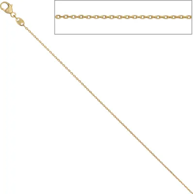Produktbild von JOBO Ankerkette 585 Gelbgold diamantiert 0,6 mm 45 cm Gold Kette Halskette Karabiner