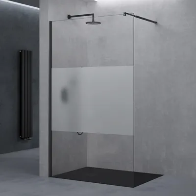 Immagine prodotto di doporro Walk in Box Doccia 150x200 cm, Parete Doccia Fissa in Vetro Temperato 8 mm Anti Frantumi con Fascia Satinata, Barra Stabilizzatrice e Profilo Nero Opaco - Bremen01k